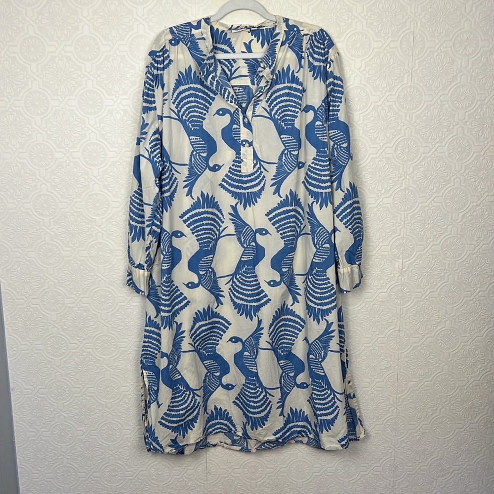 Masai Copenhagen Shirt Dress Relaxed Oversized Natmas Cotton Quiet Harbor Bird - Picture 7 of 12